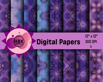 Cosmic Indigo Dreams Digital Paper Pack | 8-Pack Seamless Digital Papers for Personal & Commercial Use