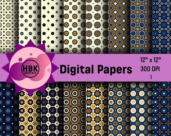 Regal Mosaic: Majestic Patterns Collection | 16-Pack Seamless Digital Papers for Personal & Commercial Use