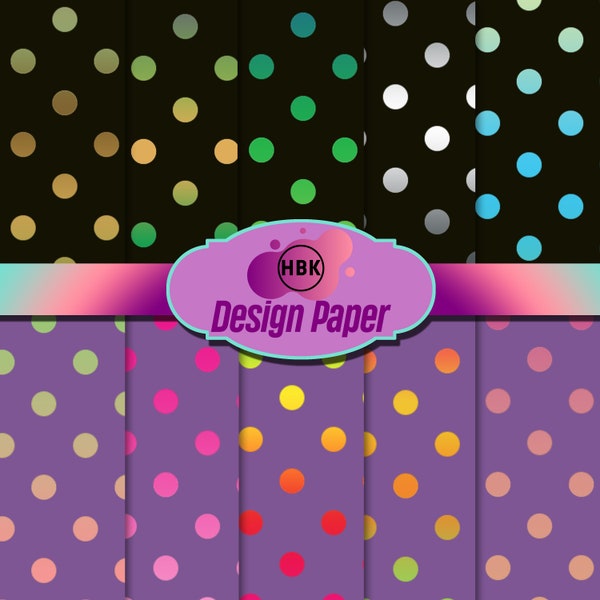 Polka Dot Gradient Black and Purple Digital Paper Set | Polka Dots Patterns | sublimation | 12" x 12" | 300 dpi JPGs | Instant Download