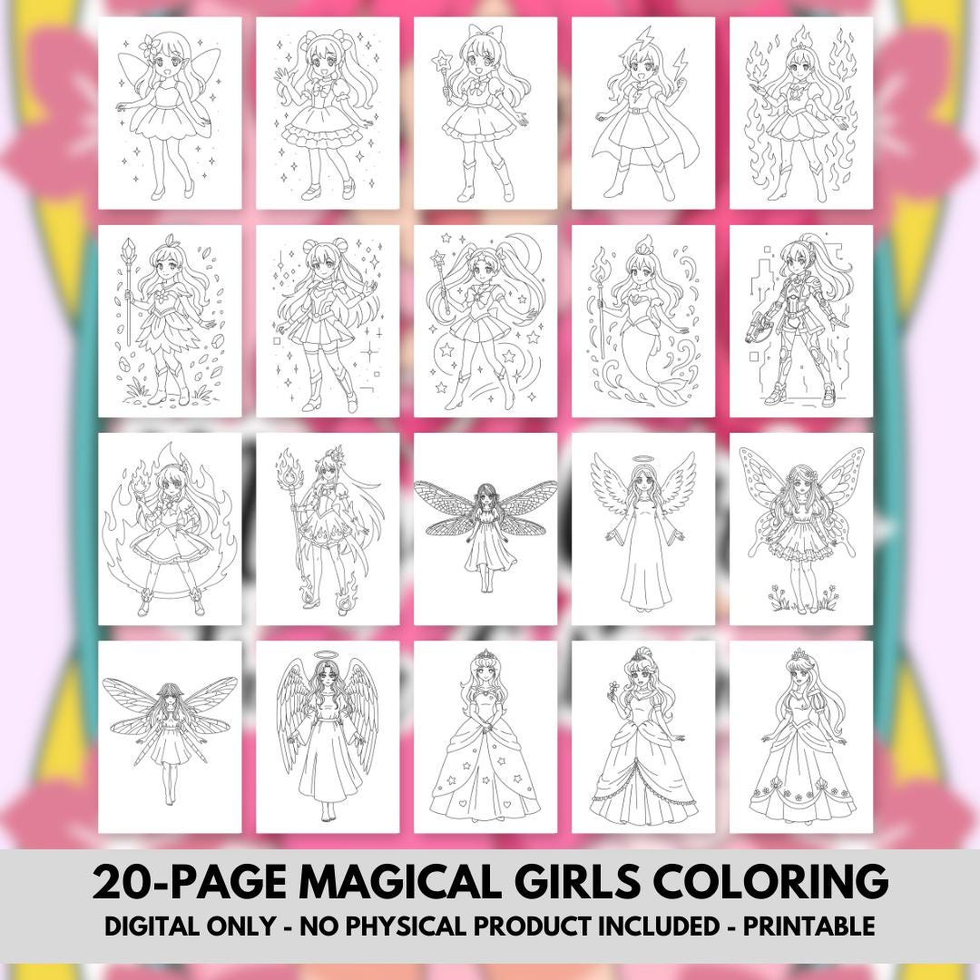 Magical Girls, Fairies, Angels, Princesses Theme Coloring Book/pages - Etsy