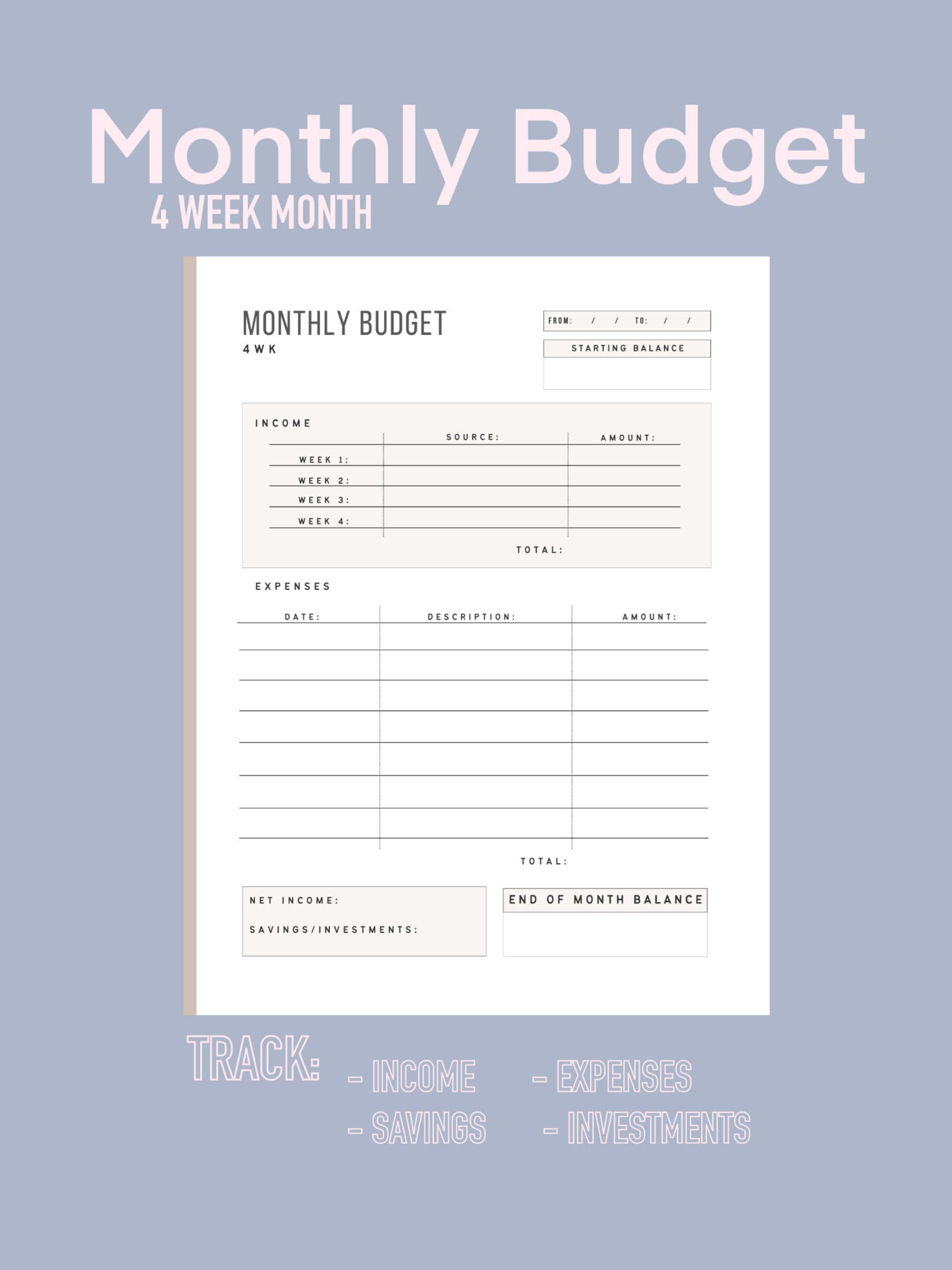 PRINTABLE Monthly Budget Planner 2022 Budget Income and - Etsy UK