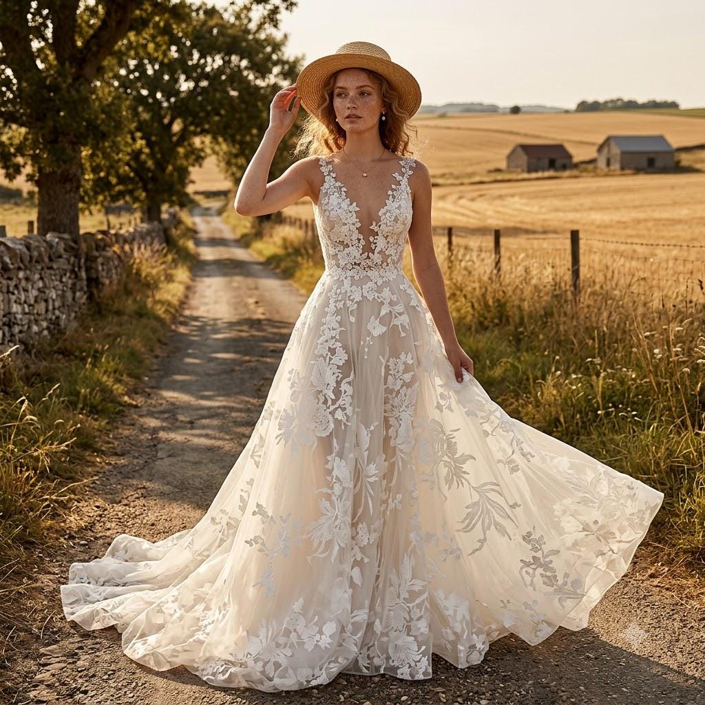 Cottagecore Wedding Dress Boho