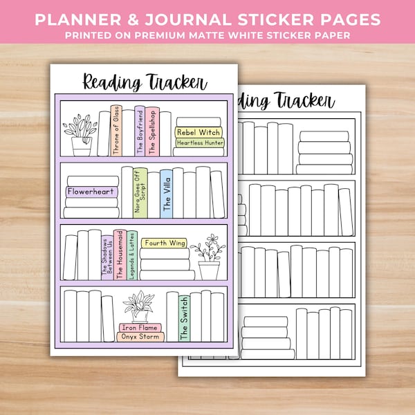 Reading Tracker - Color In Bookshelf - Reading Journal Stickers 08
