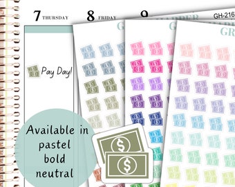 Pay Day Planner Stickers - Dollar Bills Stickers - Payday Stickers - Money Stickers GH-216