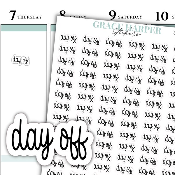 Day Off Script Stickers - Day Off Text Stickers - Day Off Planner Stickers GHS-109