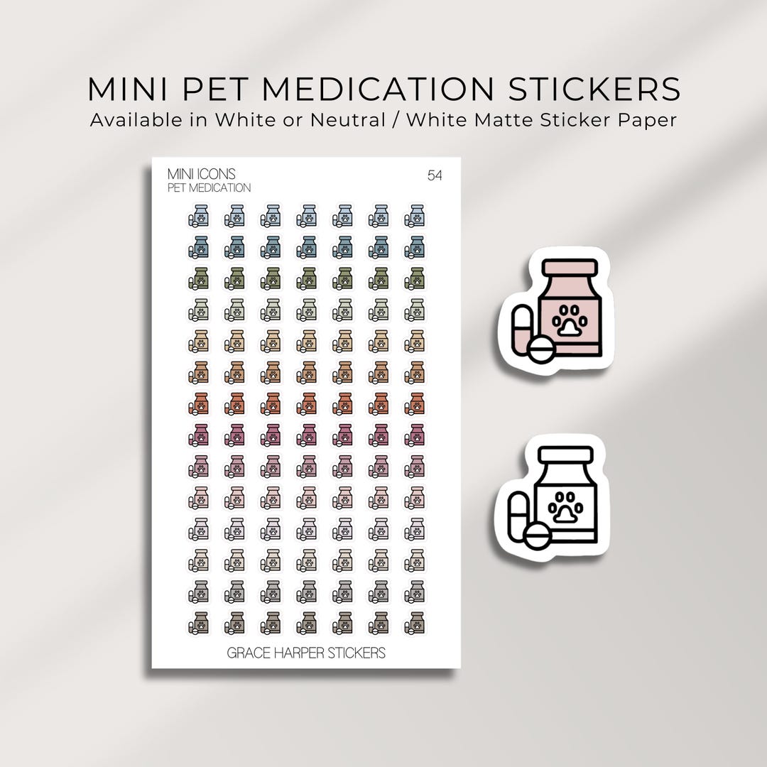 Medication File Sticker Mini Pet Medication Stickers - Planner Stickers 54 - Etsy