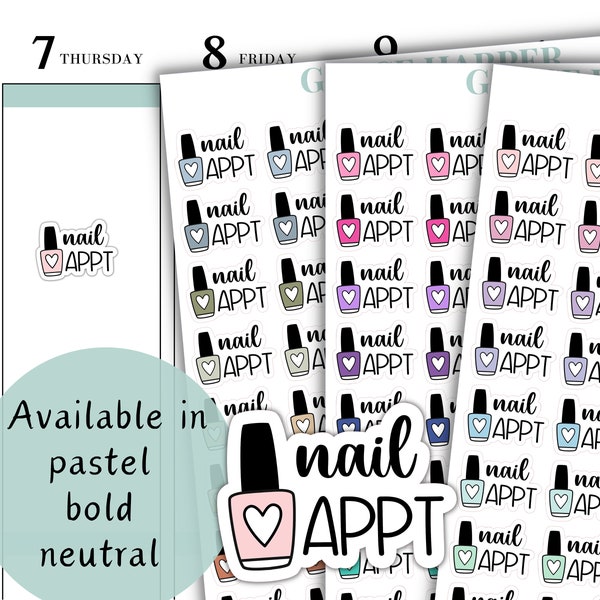 Nail Appointment Stickers - Nail Appt Planner Stickers GH-48