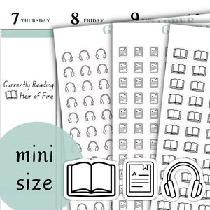 Mini Book Stickers - Mini Audio Book Stickers - Mini E-book Stickers -  Reading Journal Stickers GH-230