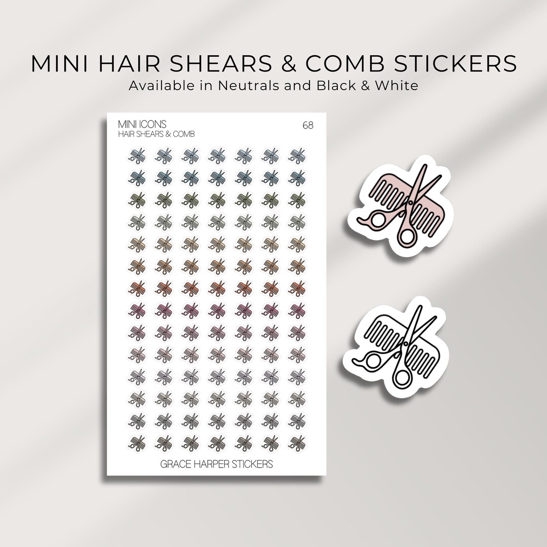 Mini Hair Shears & Comb Stickers - Hair Appointment Stickers - Planner ...