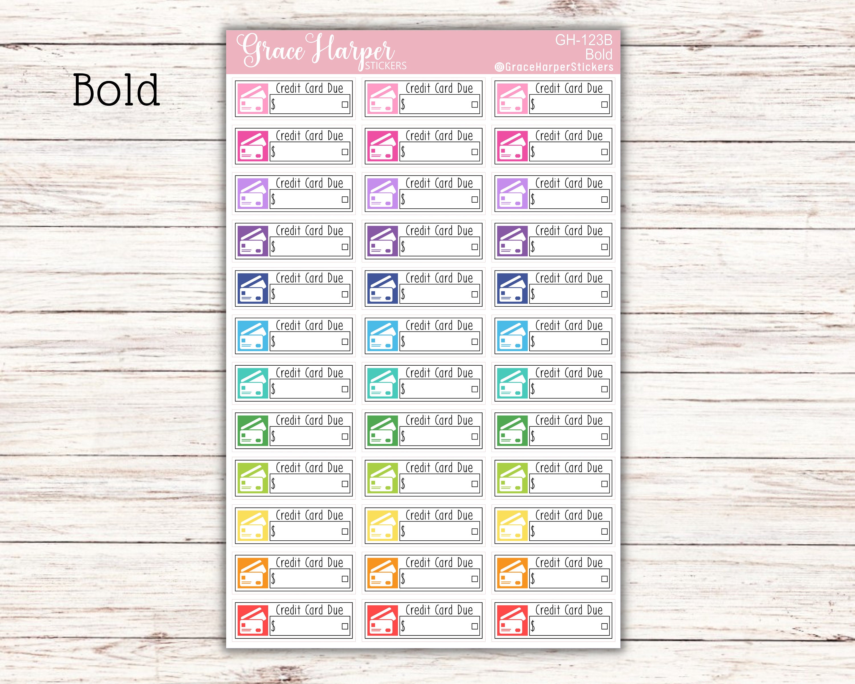 Credit Card Bill Due Credit Card Stickers Bill Due Stickers Etsy