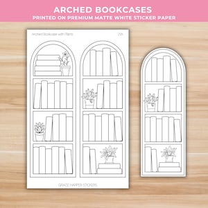 Arched Bookcase Reading Tracker Sticker - Color in Book Shelf Sticker 21
