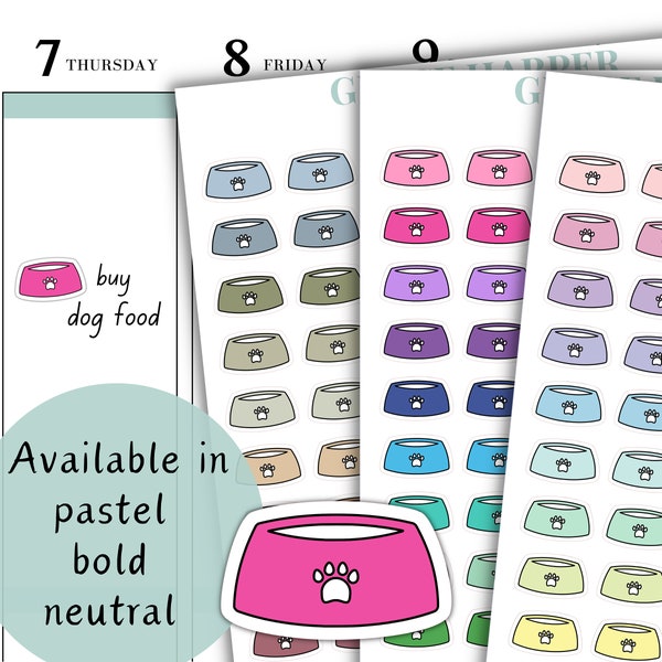 Pet Food Bowl Planner Stickers - Feed Pet Stickers - Pet Care Stickers GH-214