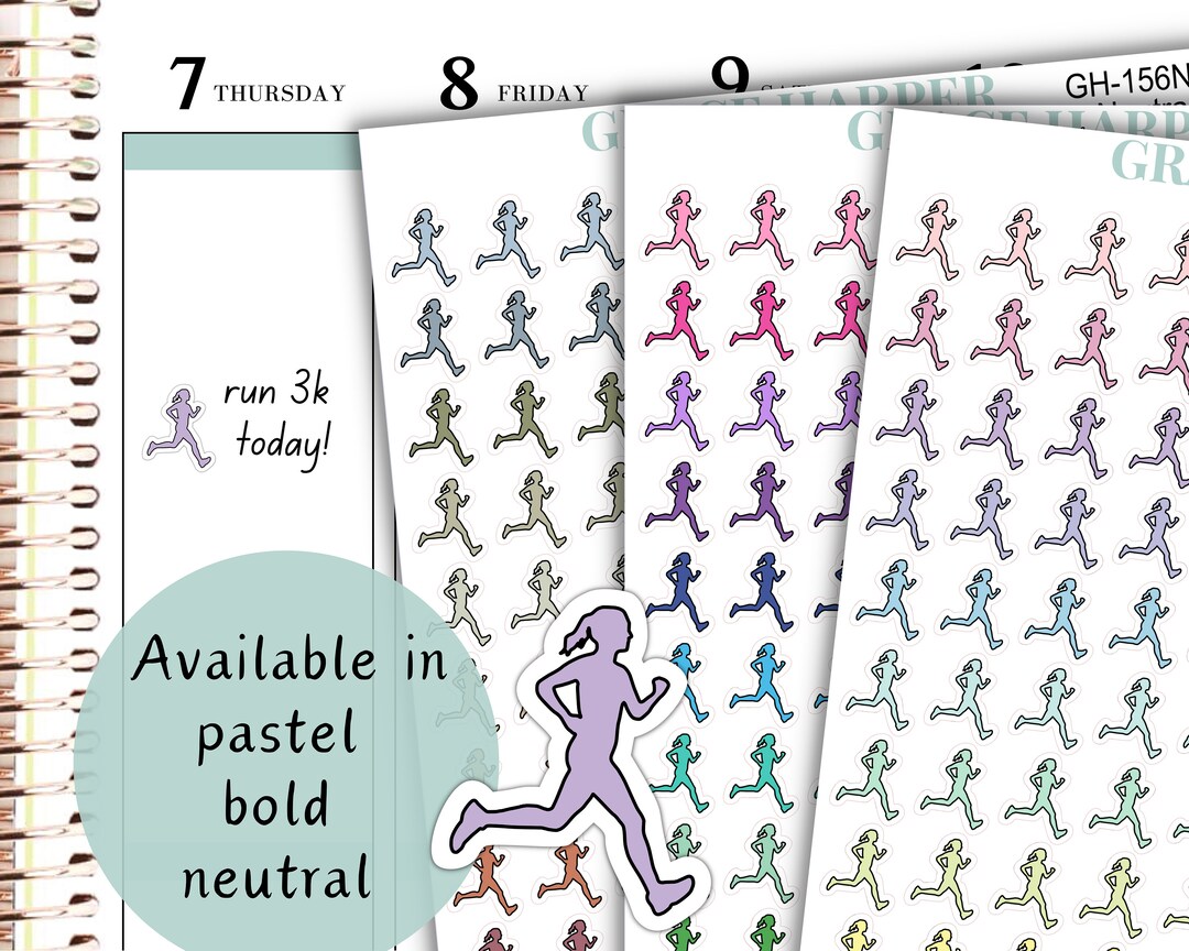 Running Girl Sticker Running Sticker Running Planner Stickers GH156 Etsy