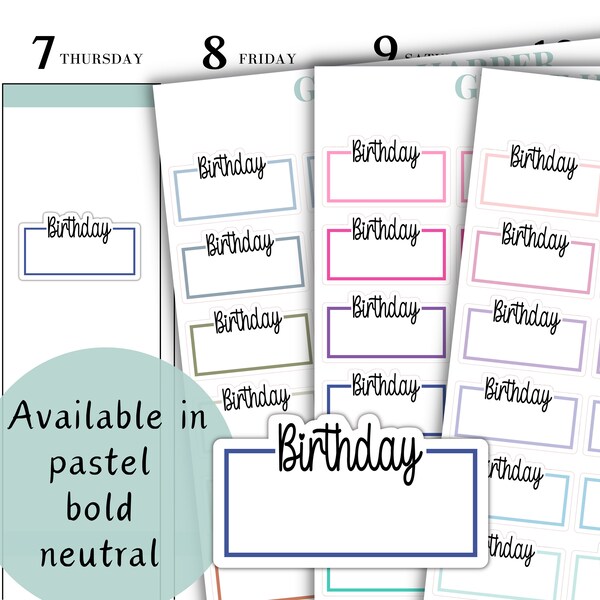 Birthday Reminder Planner Stickers - Birthday Stickers GH-12