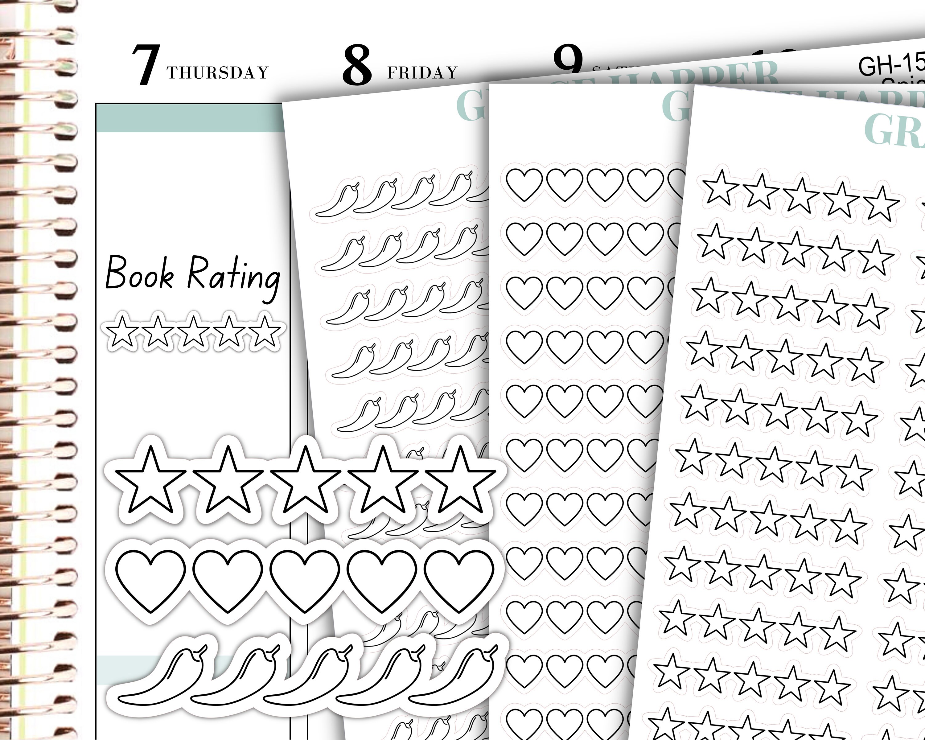 5 Star Rating Stamp, Bookish Stamps, Bullet Journal Stamps, Book Rating  Stamp, Bookplate, Planner Stamps, Rubber Stamp Creatiate