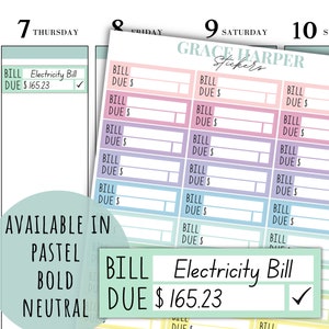 Sticker facture, suivi de facture, autocollants de budgétisation, boîte de factures à payer, autocollant de factures de paiement, autocollants pour agenda GH-66