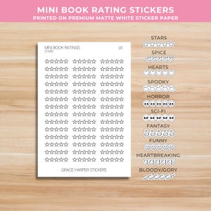 Mini Book Rating Stickers - Star Rating Stickers - Spicy Rating Stickers - Reading Journaling Stickers 01