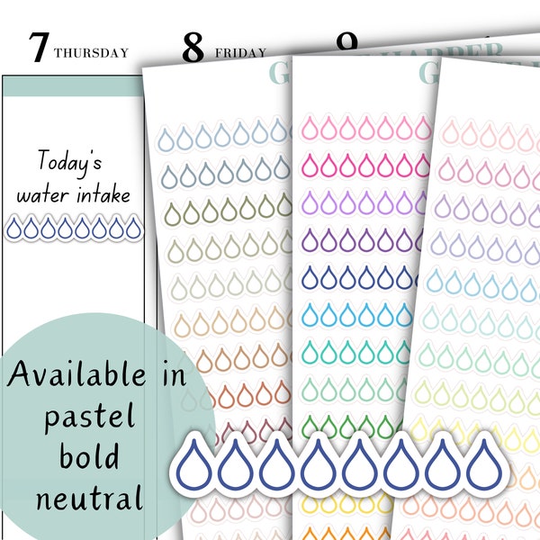 Water Intake Tracker Sticker - Water Tracker Sticker -Daily Water Tracker - Water Intake Planner Stickers GH-115