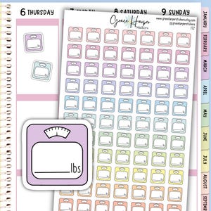 Weight Scale Stickers - Weigh In Stickers - Planner Stickers 172