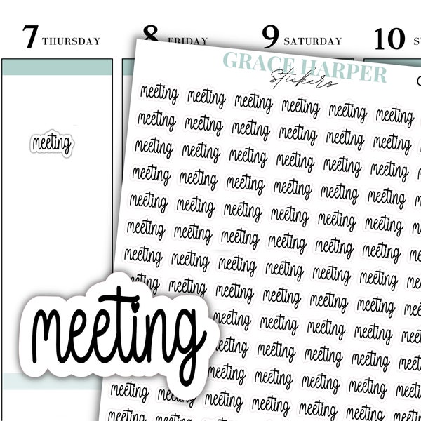 Meeting Script Stickers - Meeting Text Stickers - Meeting Planner Stickers GHS-113