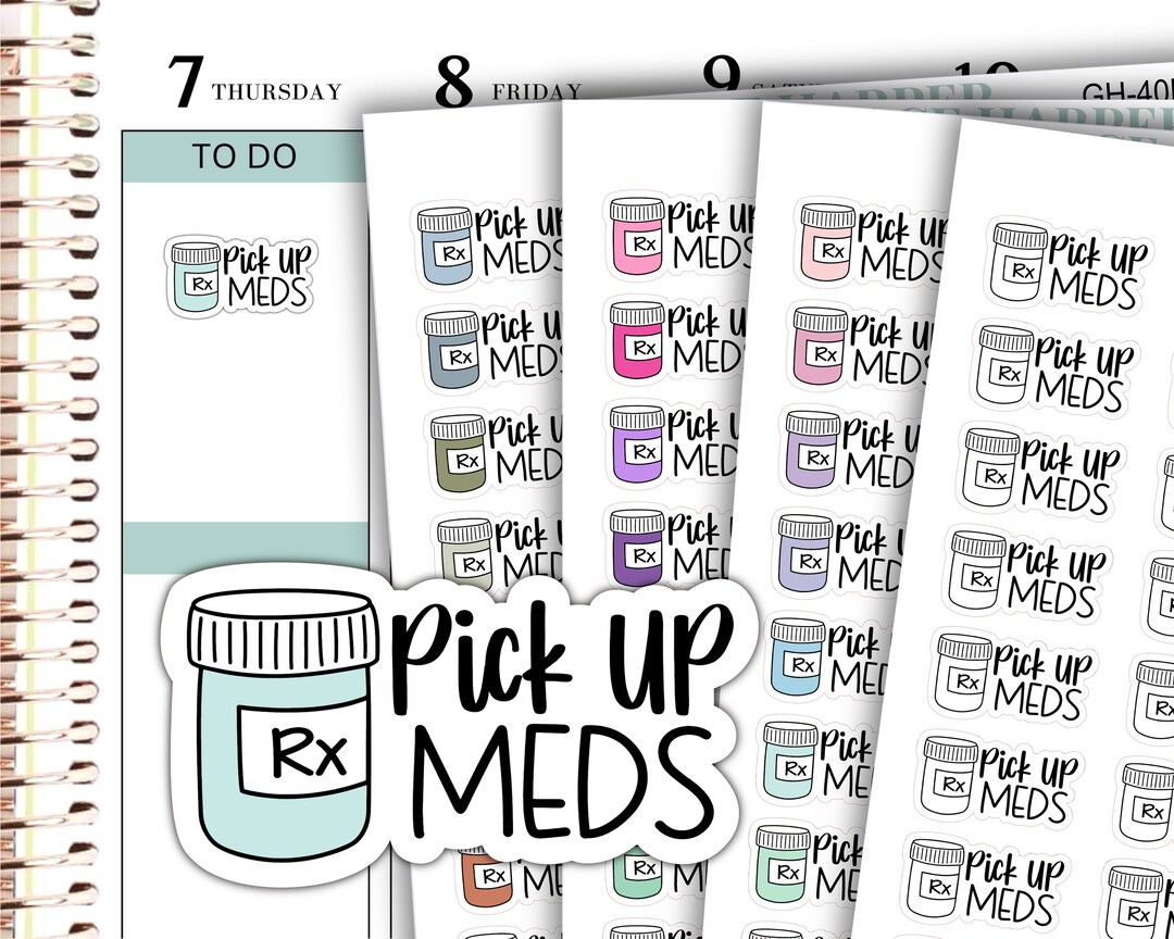 Pick up Rx Sticker - Pick up Prescription Sticker - Planner Stickers GH ...