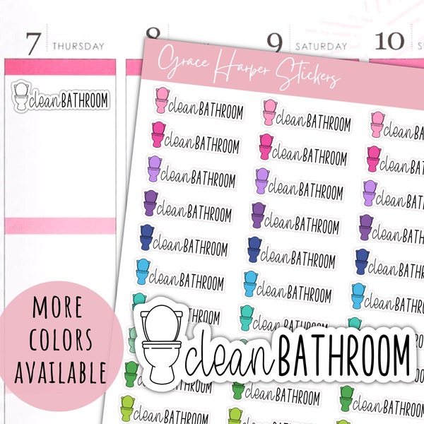 Clean Bathroom Sticker, Cleaning Stickers, Clean House Stickers, Chore Stickers, Planner Stickers GH-39
