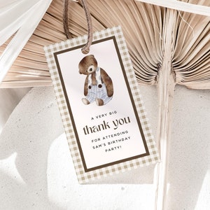 Étiquettes de remerciement ours en peluche Vichy, étiquettes de faveur de pique-nique imprimables ours en peluche, décoration de fête d'anniversaire ours, étiquettes de faveur de nounours, Canva - CI041