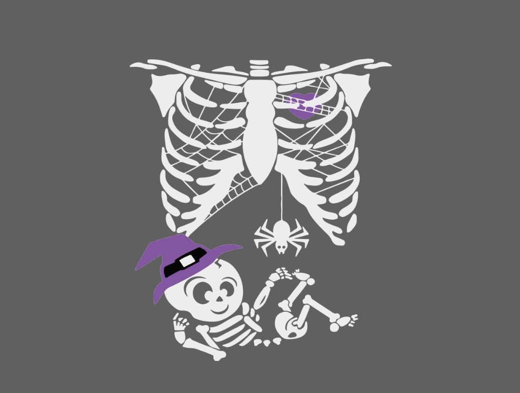 Baby Skeleton Svg, Pregnancy Skeleton Svg, Halloween Skeleton Svg