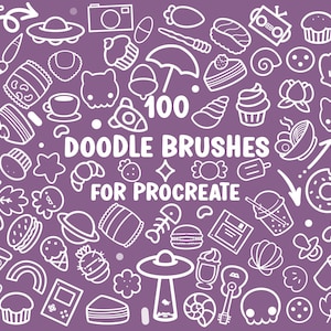 100 Procreate Brushes | Procreate Stamps, doodle Brushset, Cute Procreate Brushes, Procreate Brush Bundle, Procreate Brushes anime megapack imagen 1