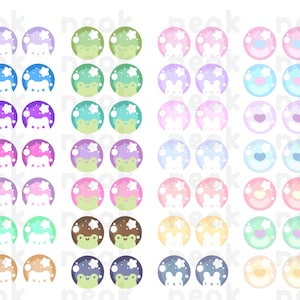 May include: A set of 40 pastel-colored round stickers with various cute animal and heart designs. The stickers feature a variety of colors, including pink, blue, green, and yellow.