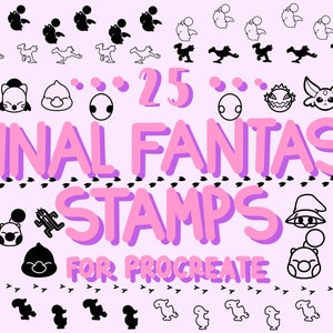 Procreate スタンプ、ファイナルファンタジー vol 1 ブラシセット、かわいい Procreate ブラシ、Procreate ブラシ バンドル、Procreate ブラシ アニメ かわいい