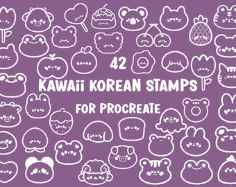 42 Procreate Brushes | Procreate Stamps, kawaii korean style, Cute Procreate Brushes, Procreate Brush Bundle, Procreate Brushes cute pack