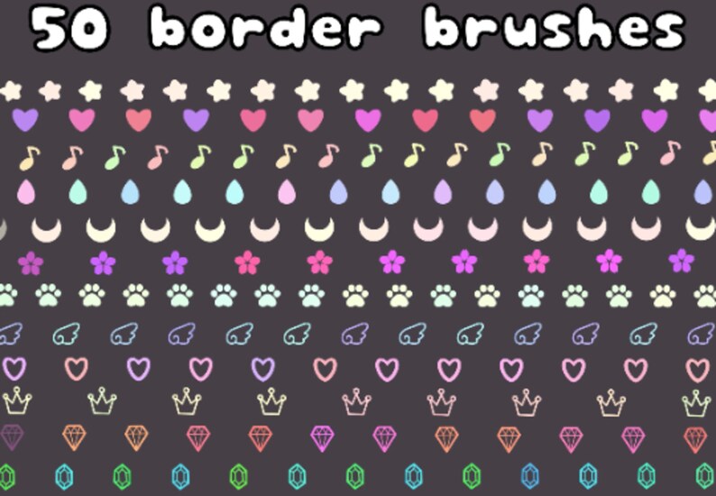 94procreate Brushes Procreate Stamps Kawaii Brushset Cute Etsy