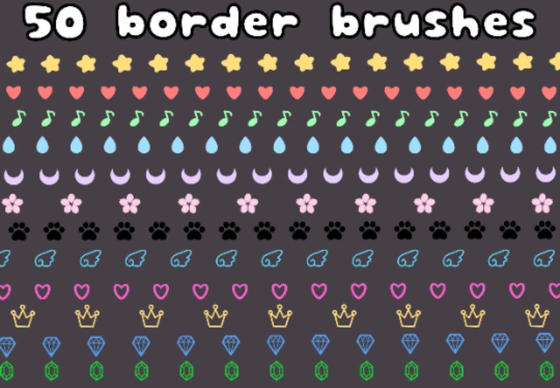 94procreate Brushes Procreate Stamps Kawaii Brushset Cute Etsy