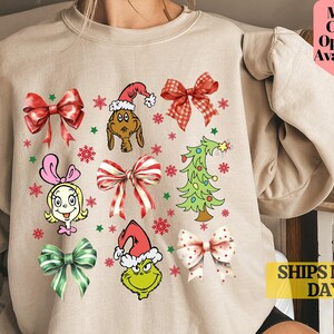 Grinch Christmas Coquette Shirt, Comfort Colors Shirt, Grinch Christmas Shirt, Christmas Party Shirt, Christmas Coquette Shirt