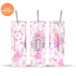 Floral Starbucks Coffee 20 oz Tumbler, Gift For Her, Birthday Gift, 20oz Skinny Tumbler, Valentines Day Tumbler, 20oz Skinny Tumbler