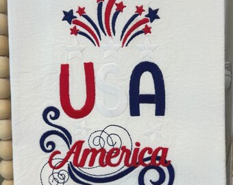 Paño de cocina bordado con el logo de Estados Unidos: decoración patriótica para la cocina