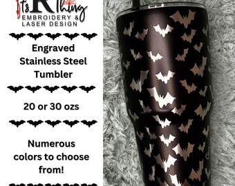 Spooky Engraved Halloween Bat Tumbler - Customizable Drinkware