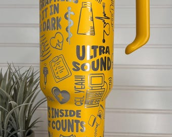 Vaso personalizado con grabado de ecografista: regalo de ultrasonido de acero inoxidable