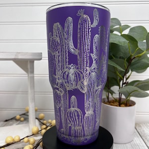 Cactus Lover&#39;s Engraved Stainless Steel Tumbler - Desert Themed Drinkware, Southwest Decor
