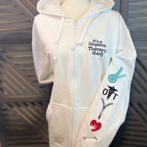 Custom OT Embroidered Hoodie – Full Sleeve Occupational Therapy Design – Personalized OT Gift – Grad or Appreciation Sweatshirt