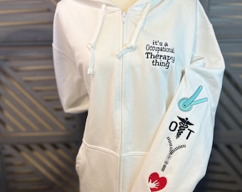 Sudadera con capucha bordada de terapia ocupacional (OT): diseño personalizado de manga larga