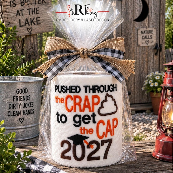 Funny Graduation Gift, Class of 2027 Embroidered Toilet Paper, Handmade Grad Gag Gift