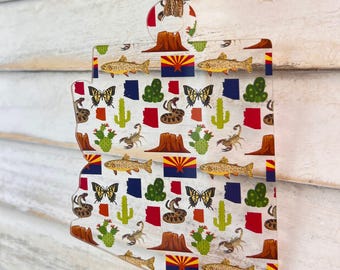 Adorno acrílico de Arizona: decoración navideña del desierto del suroeste