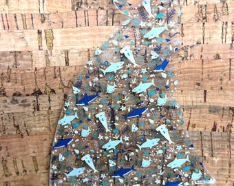 Adorno acrílico de aleta de tiburón: decoración de vida marina oceánica