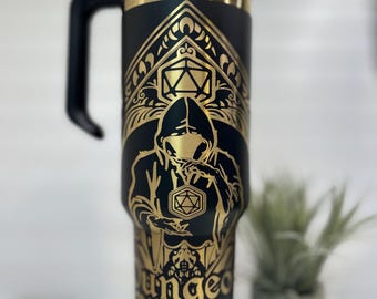 Vaso D&D grabado: acero inoxidable, regalo para gamers, RPG personalizado