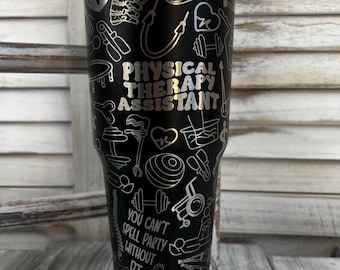 Vaso grabado de asistente de fisioterapia: regalo de acero inoxidable para la PTA