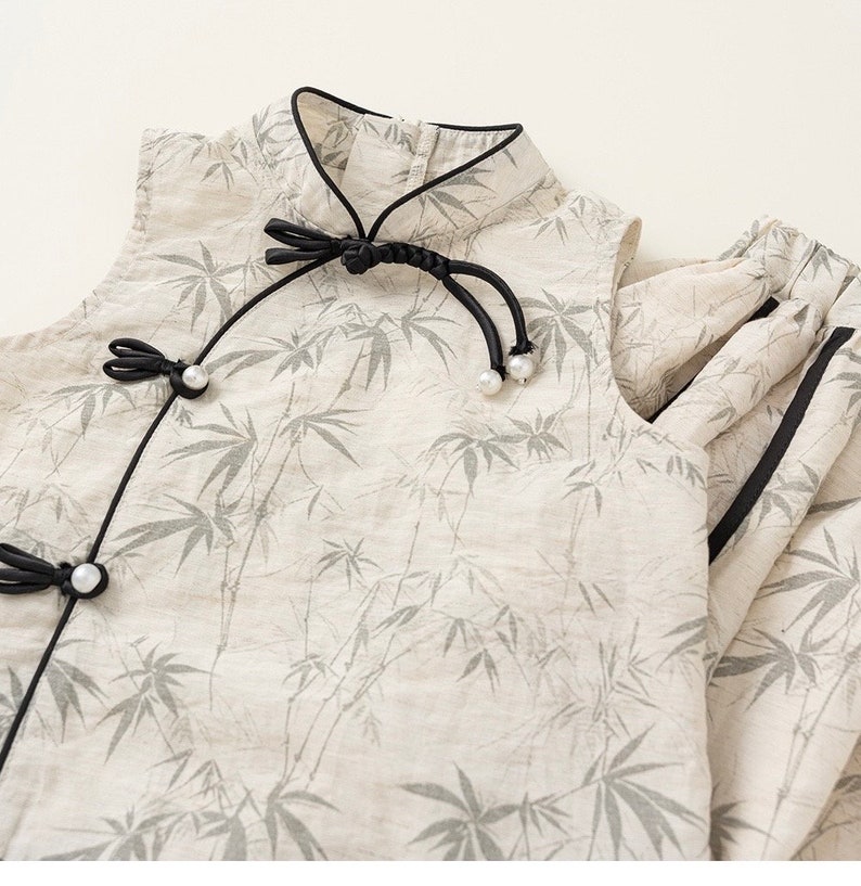 Girls Cheongsam Dress Two-piece Qipao Hanfu Summer Dress Bamboo ...