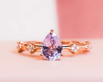 Lavender Sapphire Promise Ring Set Personalized Gift For Her Lavender Sapphire Engagement Ring Purple Sapphire Vintage Ring Sterling Silver