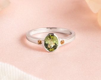 Vintage Green Tourmaline Ring 925 Sterling Silver Tourmaline Engagement Ring Personalized Gift For Her Vintage Green Tourmaline Ring